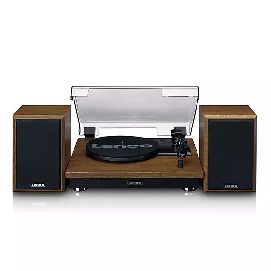 Lenco LS-100WD Belt-Drive Turntable with Bluetooth and Speakers - Oak
