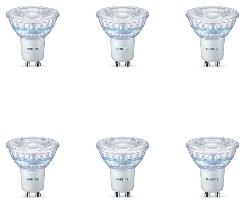 Philips 3.8W LED GU10 Dimmable WarmGlow Light Bulb - 6 Pack