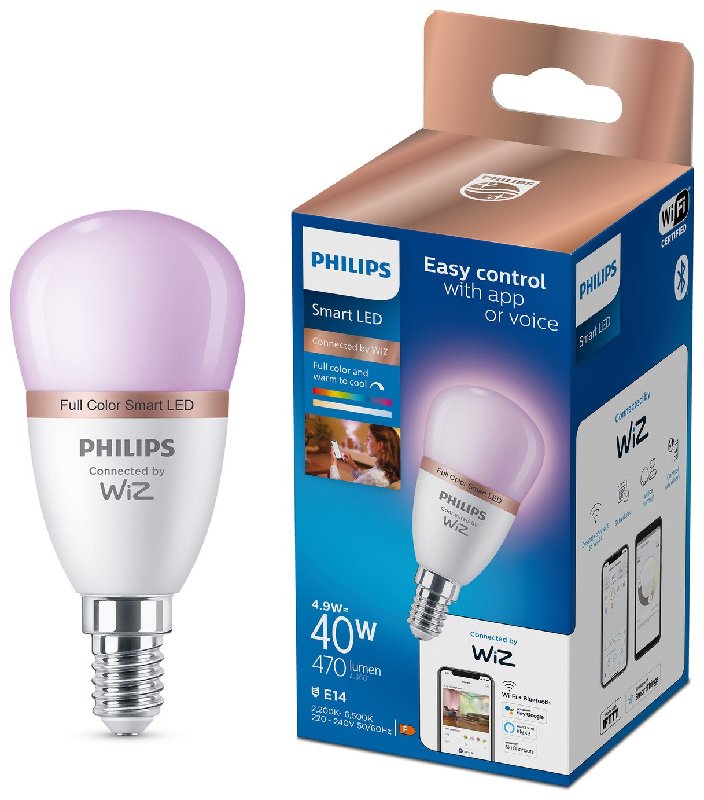 Philips Wiz E14 Colour Smart LED Wi-Fi Mini Globe Bulb