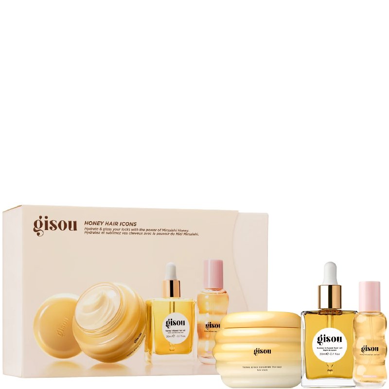 Gisou Honey Hair Icons Set with 75ml Hair Mask, 20ml Hair Oil and 15ml Hair Perfume