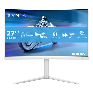 Philips Evnia 5000 27M2C5201L 27" Full HD 180Hz Curved Gaming Monitor in White
