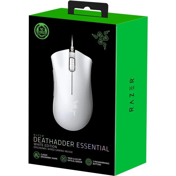 Razer DeathAdder Essential Wired Gaming Mouse in White