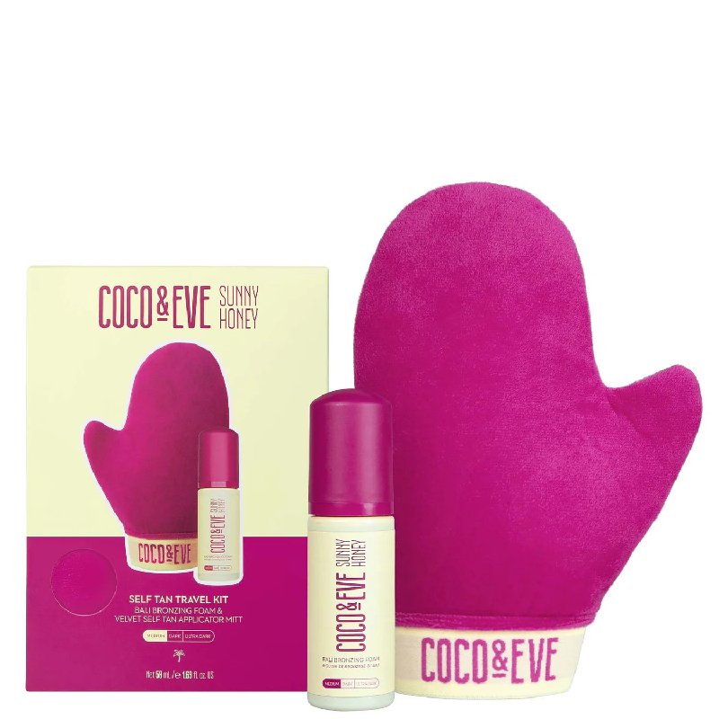 Coco & Eve Self Tan Travel Kit - Medium, 50ml Bali Bronzing Foam with Mitt