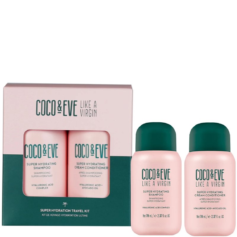 Coco & Eve Super Hydration Travel Kit with 70ml Shampoo and Conditioner