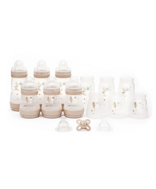 MAM Baby Easy Start Anti-Colic Self-Sterilising Bottles 17-Piece Set in Matt Taupe