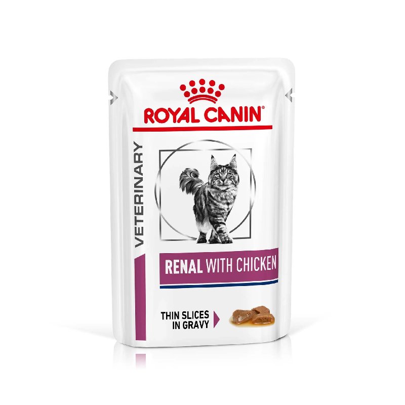 Royal Canin Veterinary Renal Adult Wet Cat Food - Chicken in Gravy - 48 x 85g Pouches