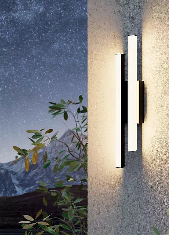 EGLO Serricella Black Metal Integrated LED IP55 Outdoor Wall Light, 10cm Diameter