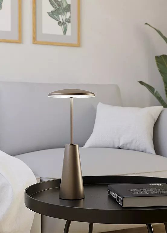EGLO Piccola Steel LED Bathroom Portable Table Lamp in Bronze
