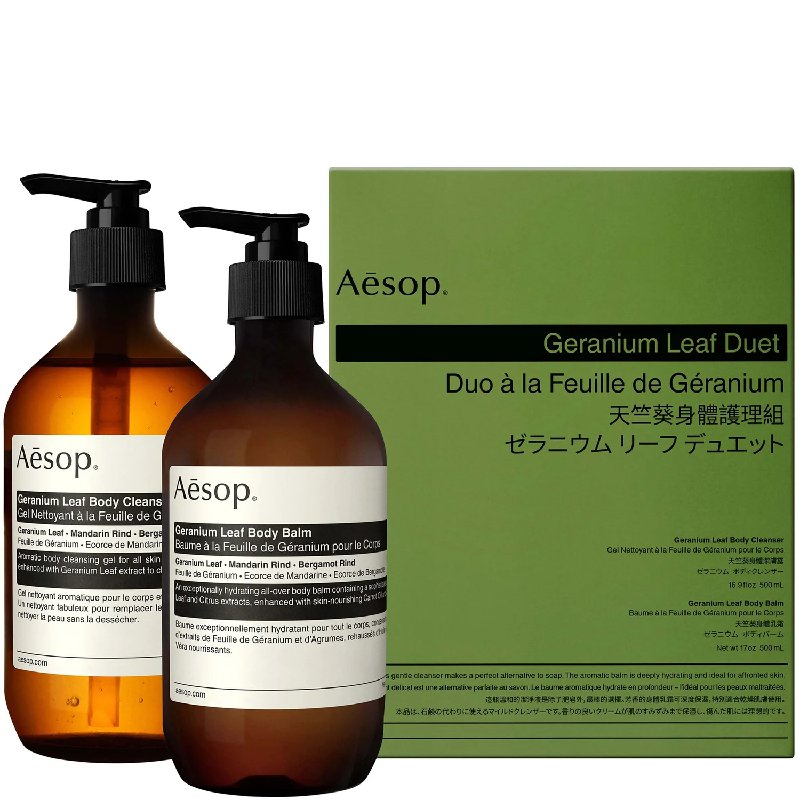 Aesop Geranium Leaf Duet Body Wash and Balm Set 500ml
