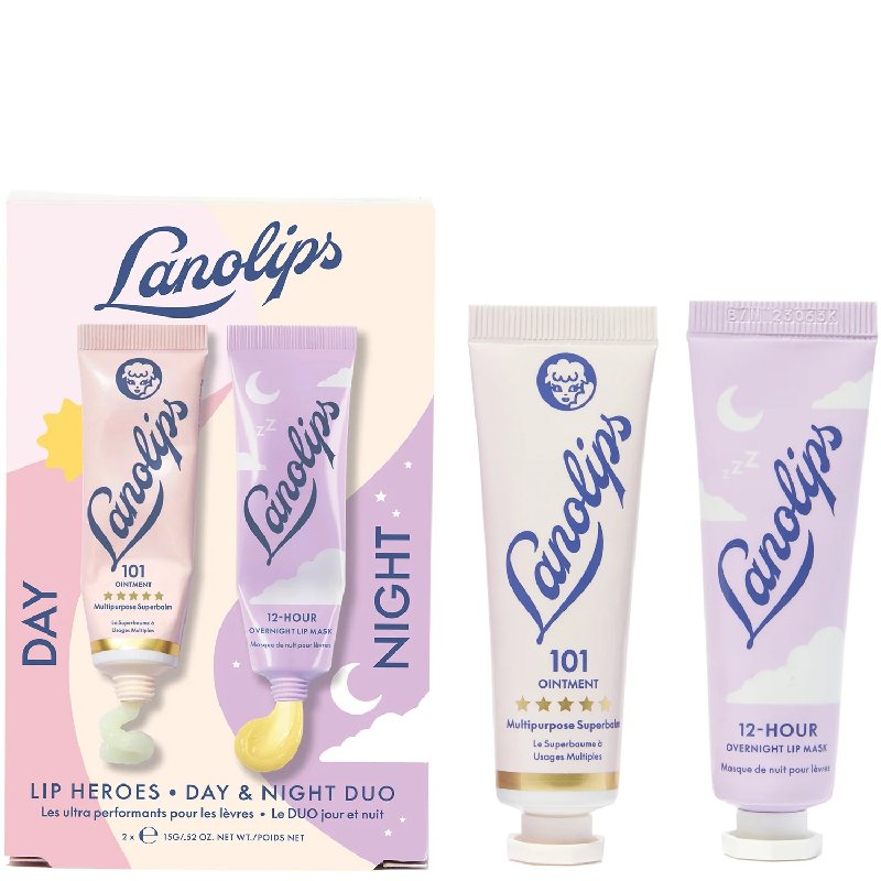 Lanolips Lip Heroes Day and Night Duo with 101 Ointment and 12 Hour Overnight Lip Mask 15g