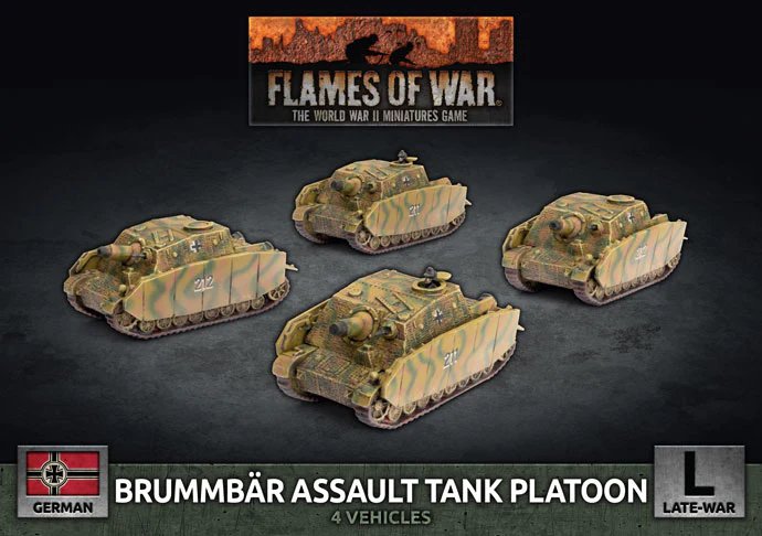 Flames Of War Brummbar Assault Tank Platoon - 4x 15cm Unpainted Models