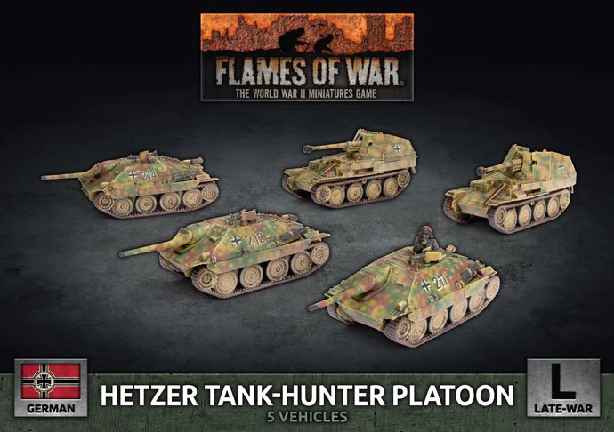 Flames Of War German Late War Hetzer/Marder Tank Hunter Platoon with 5 Vehicles