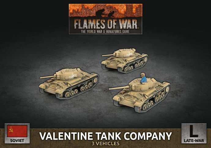 Flames of War Soviet Valentine Tank Company - Late War (3 Tanks, 2 Cards)