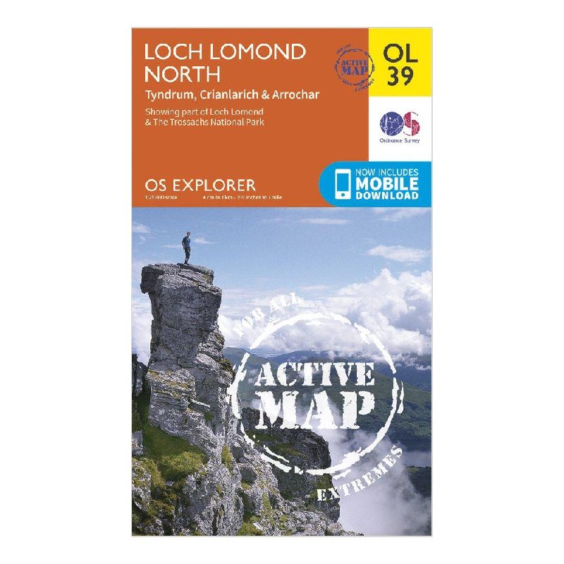 Ordnance Survey Explorer Active OL39 Loch Lomond North Map with Digital Version