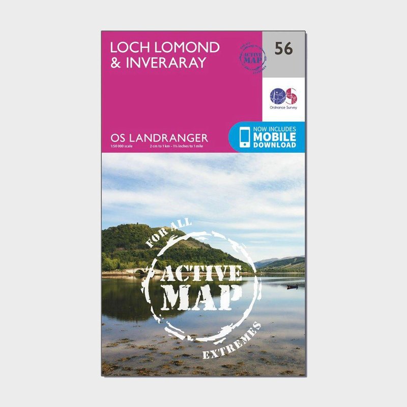 Ordnance Survey Landranger Active 56 Loch Lomond & Inveraray Map with Digital Version