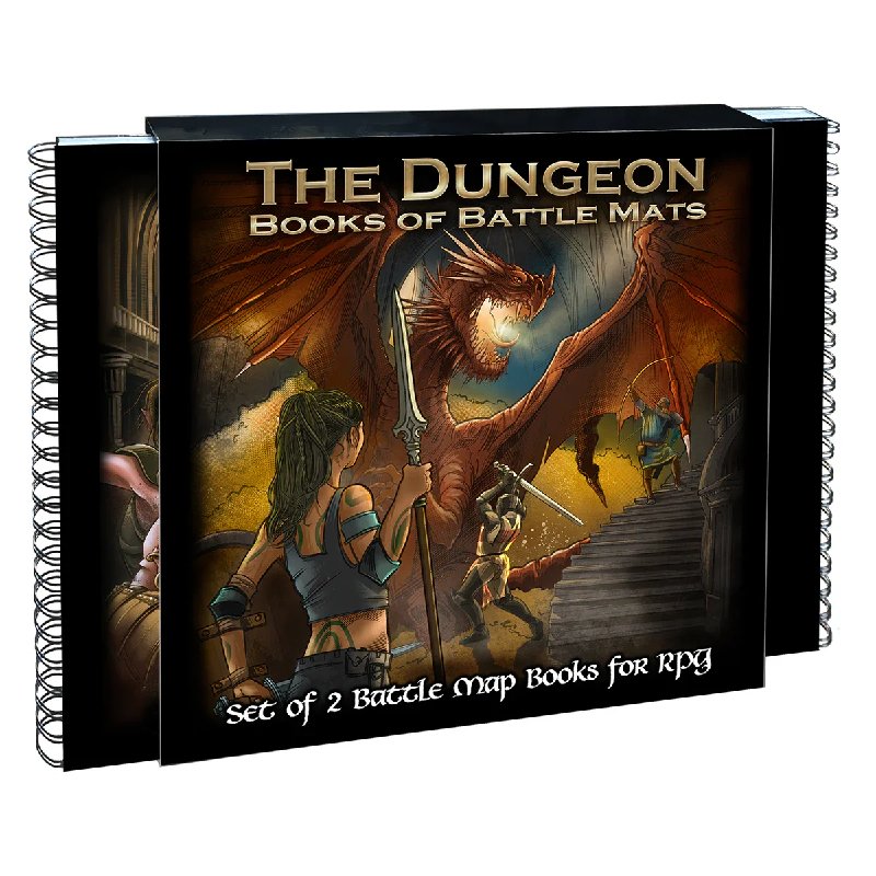 Loke Battlemats The Dungeon Books of Battle Mats - Two-Book Set, 12x12 Inch