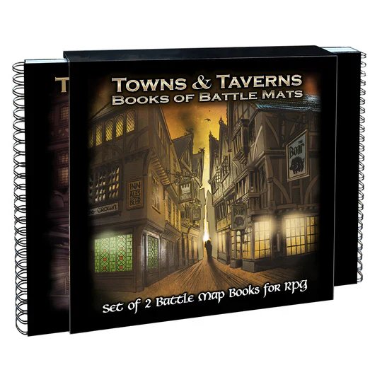 Loke Battlemats Towns and Taverns: Set of 2 Modular Map Books for Roleplay